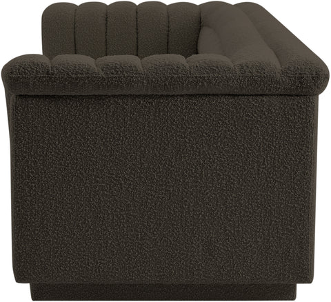 Faye 94" Brown Boucle Fabric Upholstered Sofa, 1 Piece