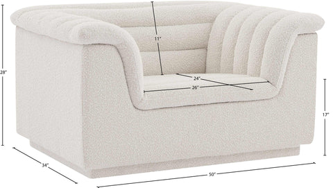 Faye Cream Boucle Fabric Upholstered Chair, 1 Piece (Style 2)