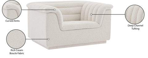 Faye Cream Boucle Fabric Upholstered Chair, 1 Piece (Style 2)