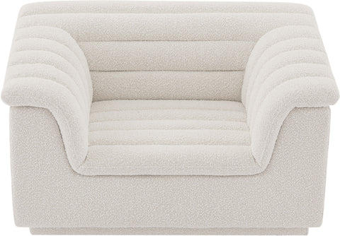 Faye Cream Boucle Fabric Upholstered Chair, 1 Piece (Style 2)