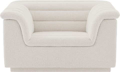 Faye Cream Boucle Fabric Upholstered Chair, 1 Piece (Style 2)