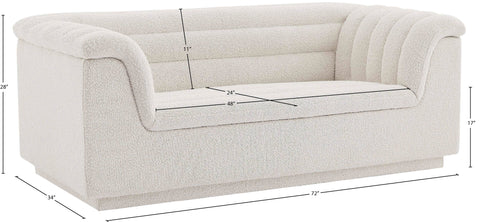 Faye 72" Cream Boucle Fabric Upholstered Loveseat, 1 Piece