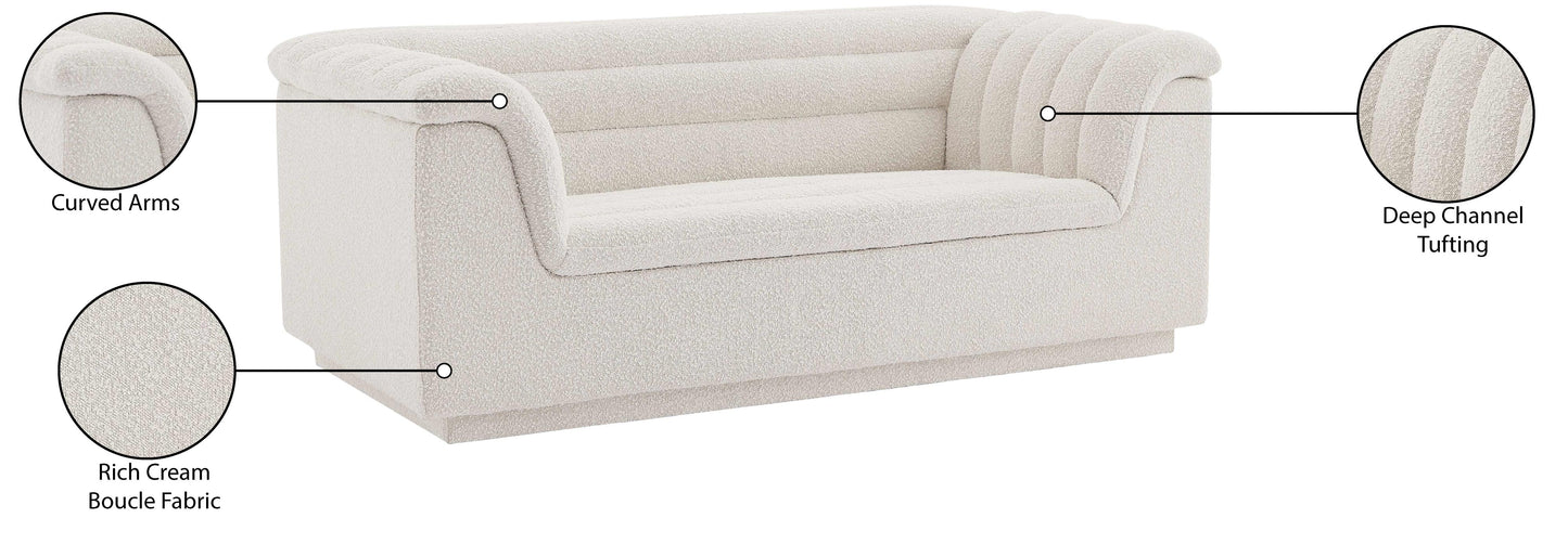 dillard cream boucle fabric loveseat l