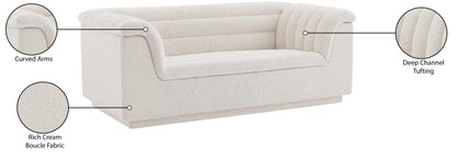 Dillard Cream Boucle Fabric Loveseat L