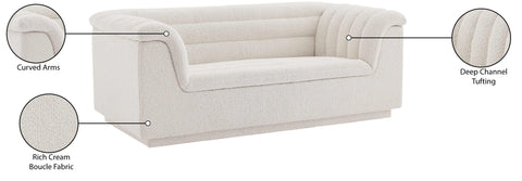 Faye 72" Cream Boucle Fabric Upholstered Loveseat, 1 Piece