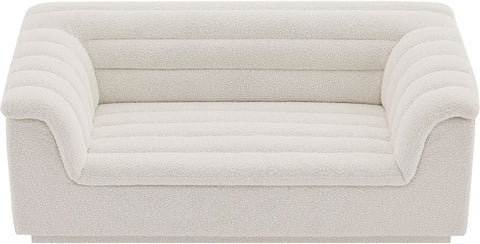 Faye 72" Cream Boucle Fabric Upholstered Loveseat, 1 Piece