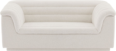 Faye 72" Cream Boucle Fabric Upholstered Loveseat, 1 Piece