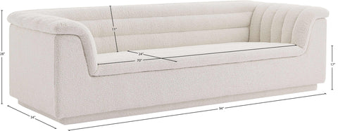 Faye 94" Cream Boucle Fabric Upholstered Sofa, 1 Piece