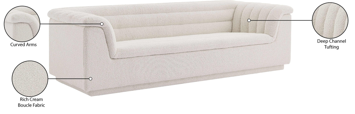 dillard cream boucle fabric sofa s