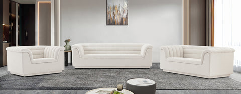 Faye 94" Cream Boucle Fabric Upholstered Sofa, 1 Piece