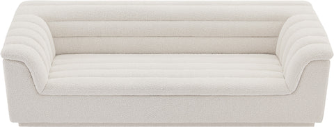 Faye 94" Cream Boucle Fabric Upholstered Sofa, 1 Piece