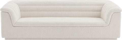 Faye 94" Cream Boucle Fabric Upholstered Sofa, 1 Piece
