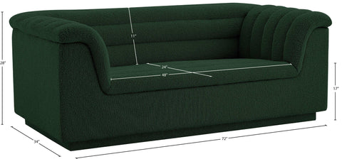Faye 72" Green Boucle Fabric Upholstered Loveseat, 1 Piece