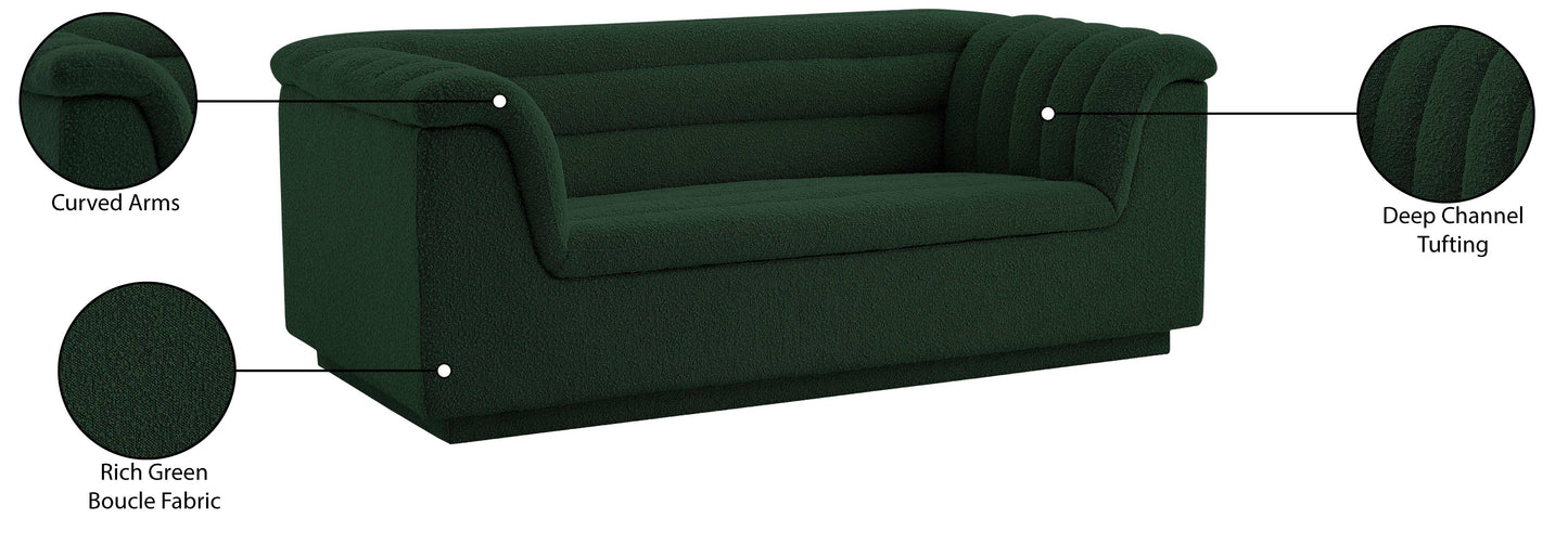 dillard green boucle fabric loveseat l