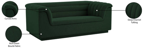 Faye 72" Green Boucle Fabric Upholstered Loveseat, 1 Piece