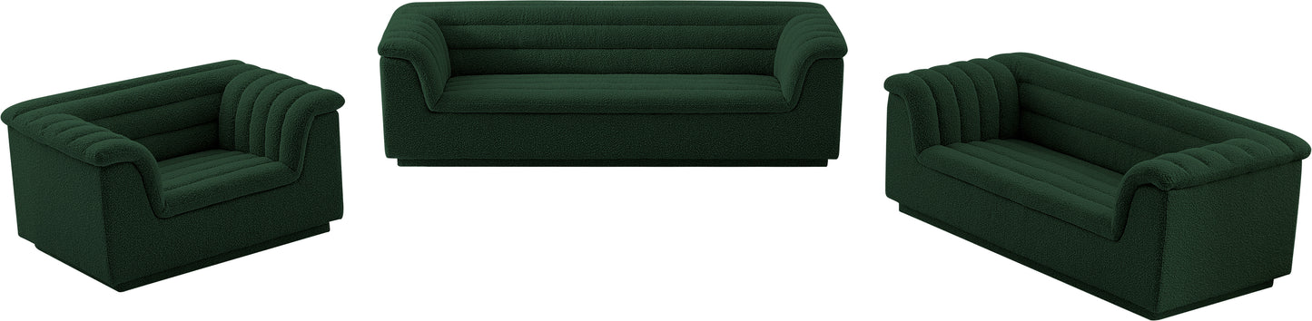 dillard green boucle fabric loveseat l