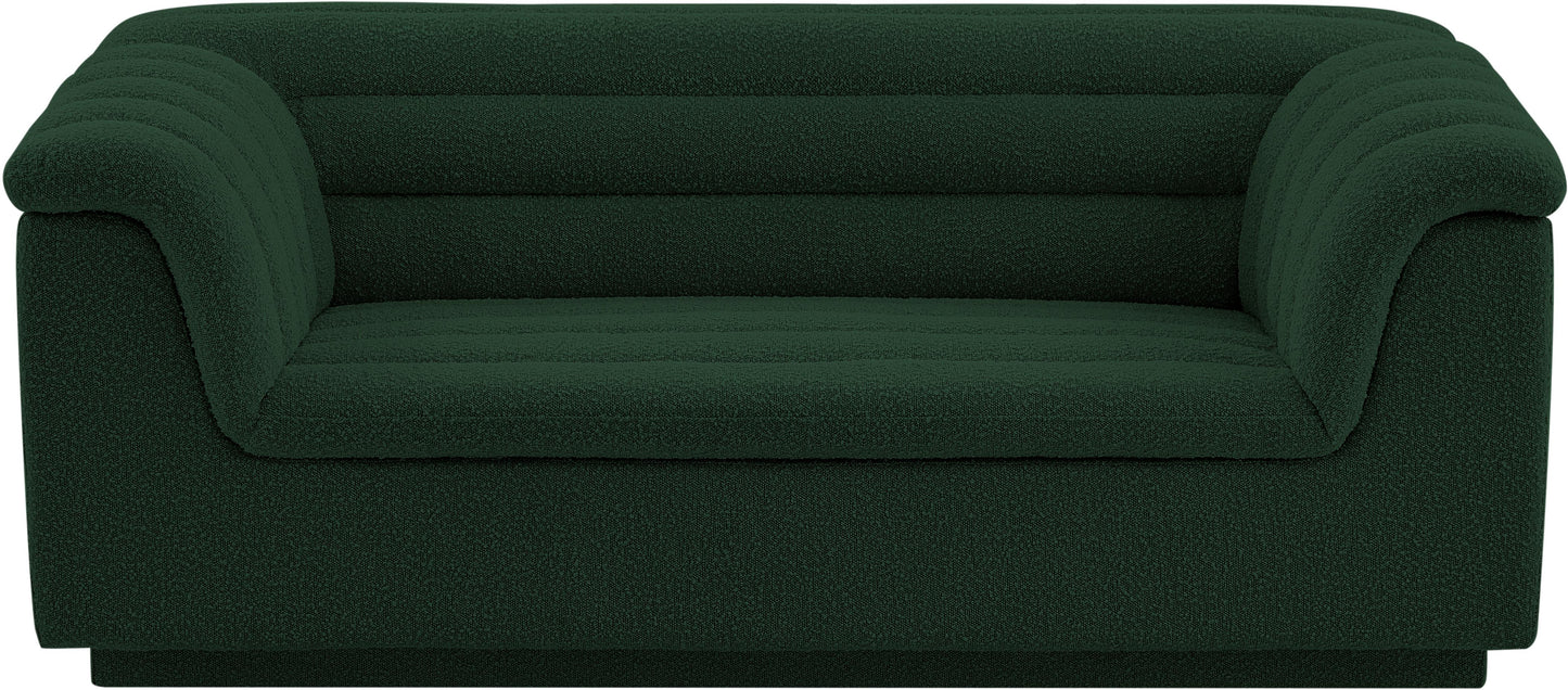 dillard green boucle fabric loveseat l