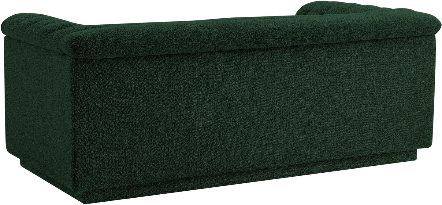 dillard green boucle fabric loveseat l