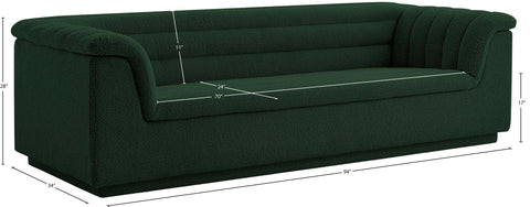 Faye 94" Green Boucle Fabric Upholstered Sofa, 1 Piece