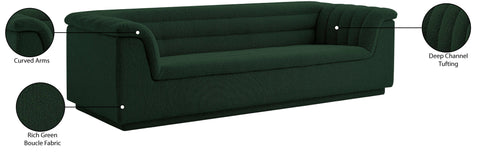 Faye 94" Green Boucle Fabric Upholstered Sofa, 1 Piece