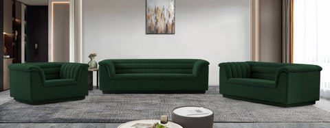 Faye 94" Green Boucle Fabric Upholstered Sofa, 1 Piece