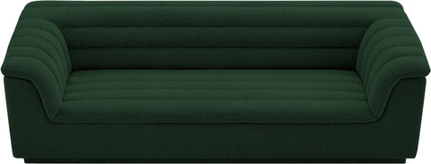 Faye 94" Green Boucle Fabric Upholstered Sofa, 1 Piece