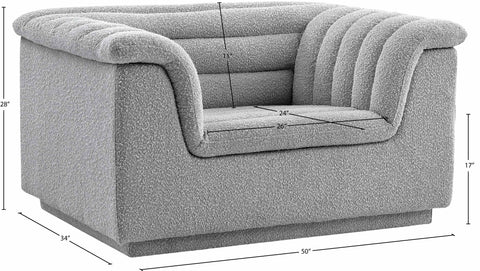 Faye Grey Boucle Fabric Upholstered Chair, 1 Piece (Style 2)