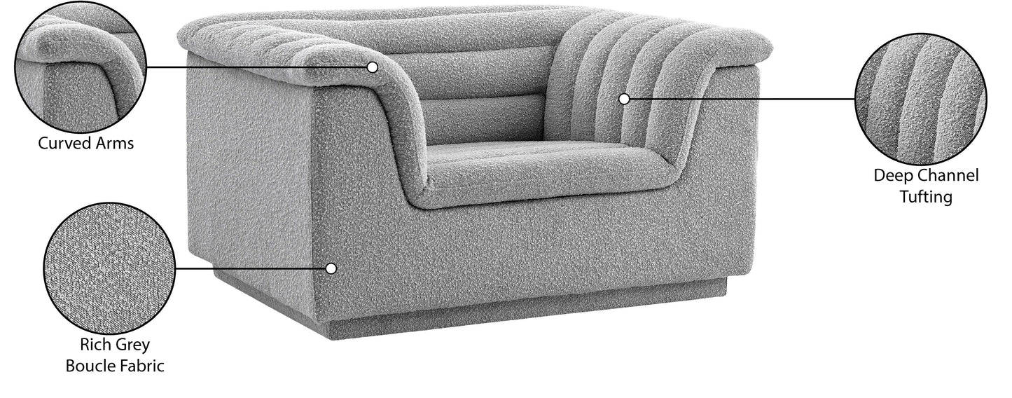 dillard grey boucle fabric chair c