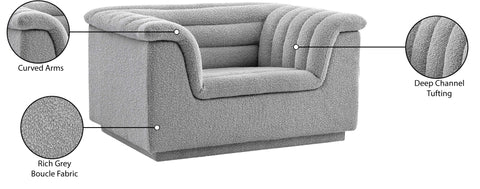 Faye Grey Boucle Fabric Upholstered Chair, 1 Piece (Style 2)