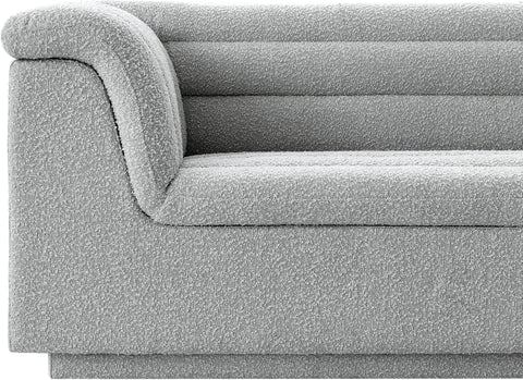 Faye Grey Boucle Fabric Upholstered Chair, 1 Piece (Style 2)