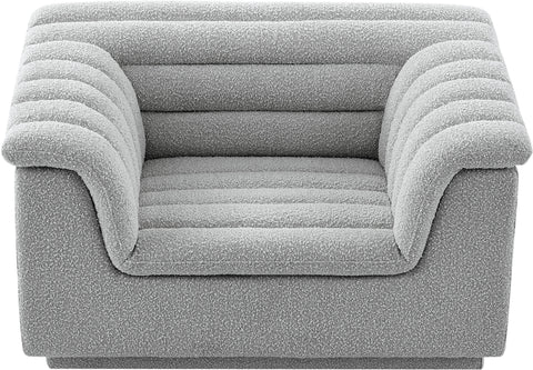 Faye Grey Boucle Fabric Upholstered Chair, 1 Piece (Style 2)