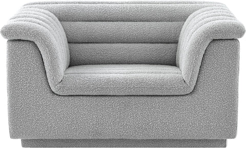 Faye Grey Boucle Fabric Upholstered Chair, 1 Piece (Style 2)