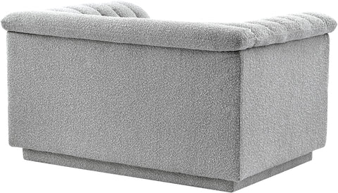 Faye Grey Boucle Fabric Upholstered Chair, 1 Piece (Style 2)