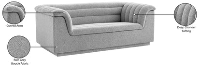 Dillard Grey Boucle Fabric Loveseat L