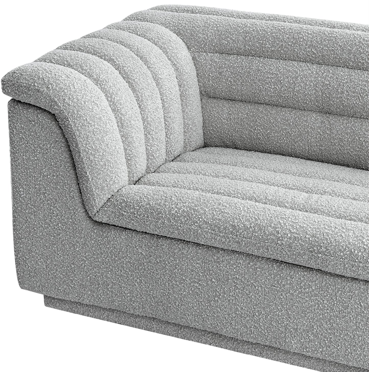 dillard grey boucle fabric loveseat l