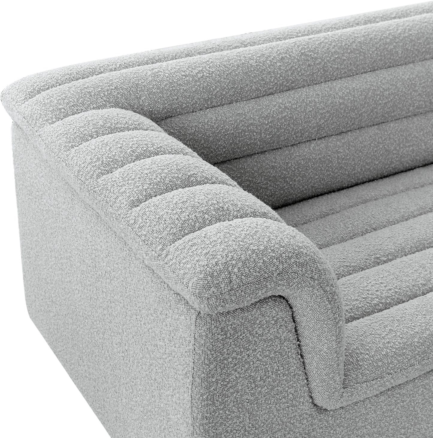 dillard grey boucle fabric loveseat l