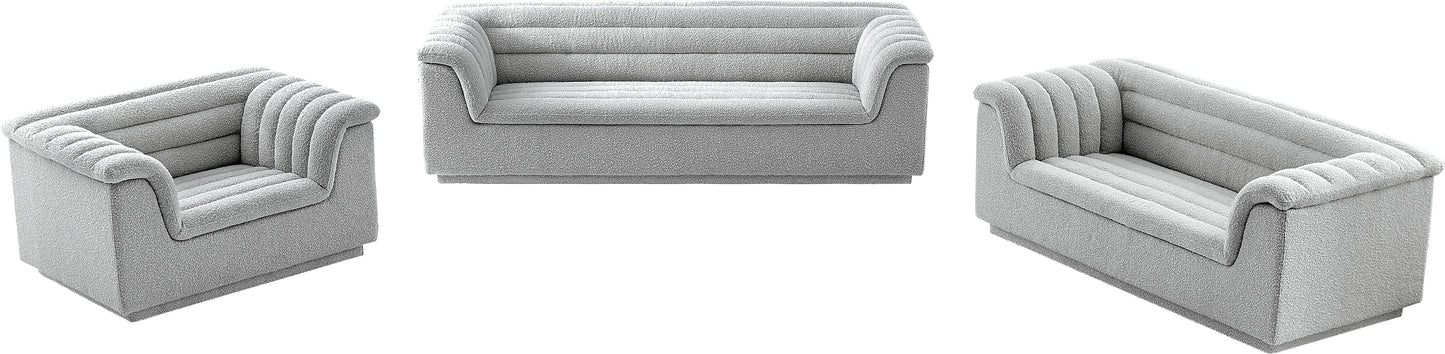 dillard grey boucle fabric loveseat l