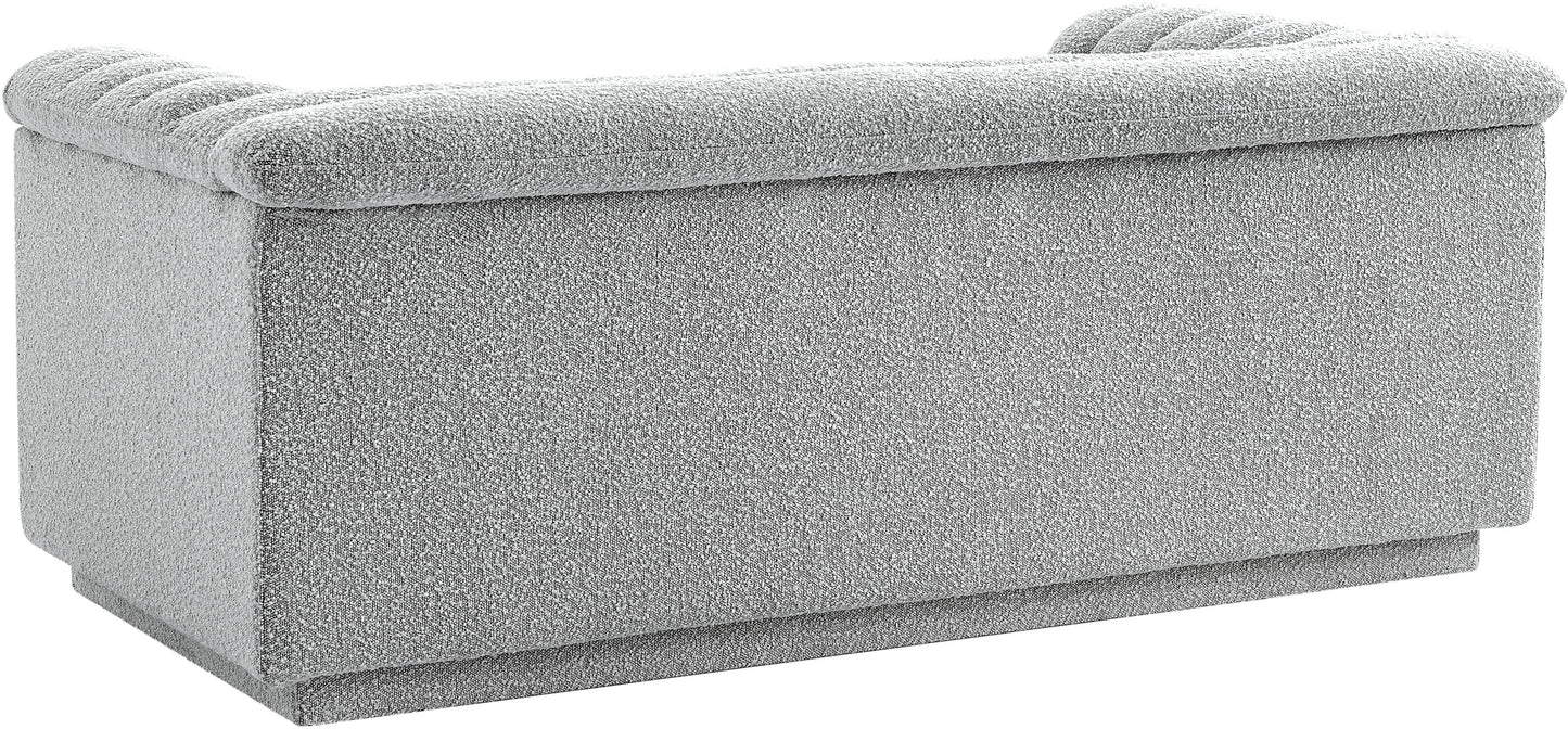 dillard grey boucle fabric loveseat l