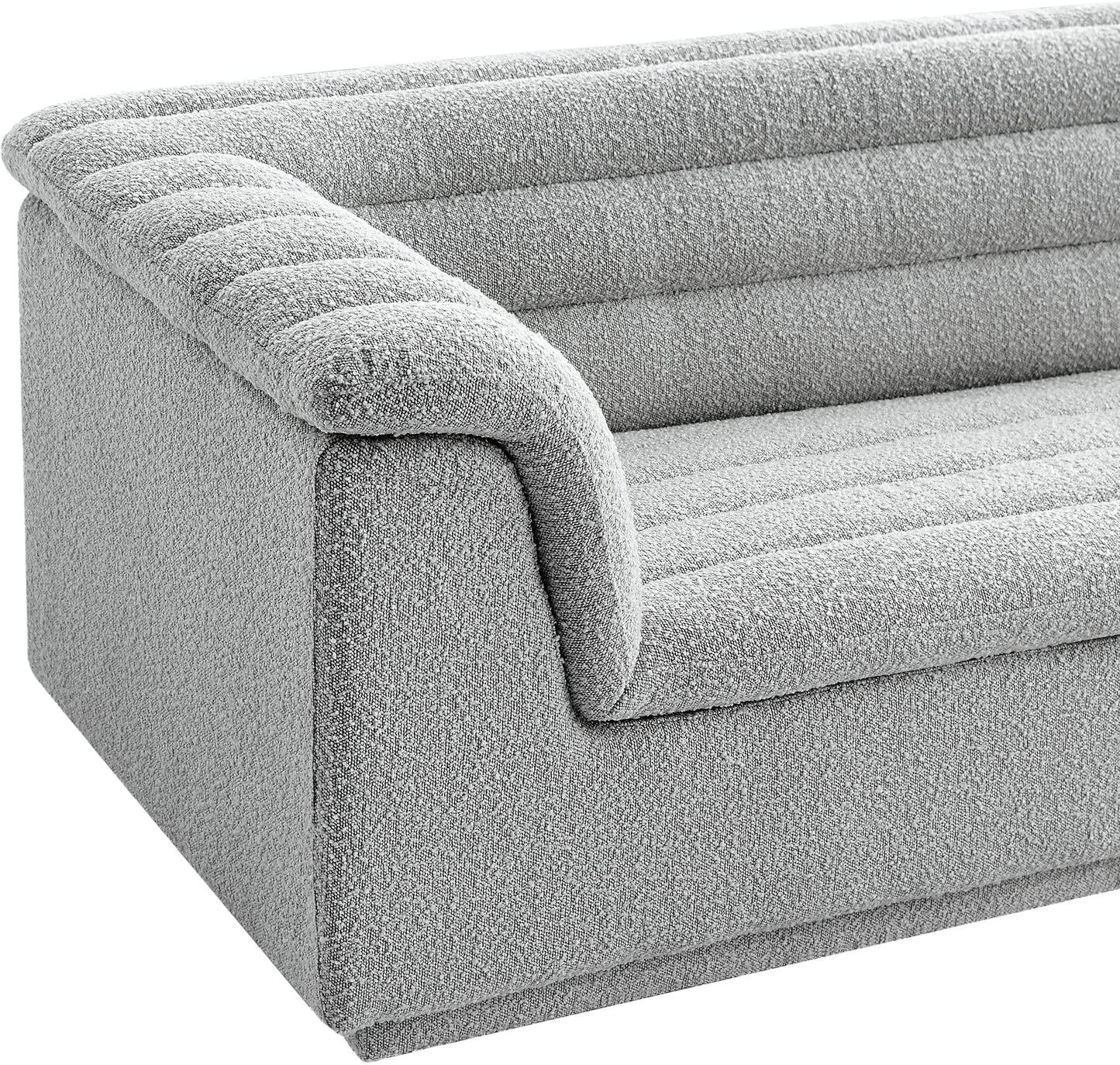 dillard grey boucle fabric loveseat l