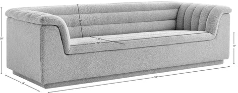 Faye 94" Grey Boucle Fabric Upholstered Sofa, 1 Piece