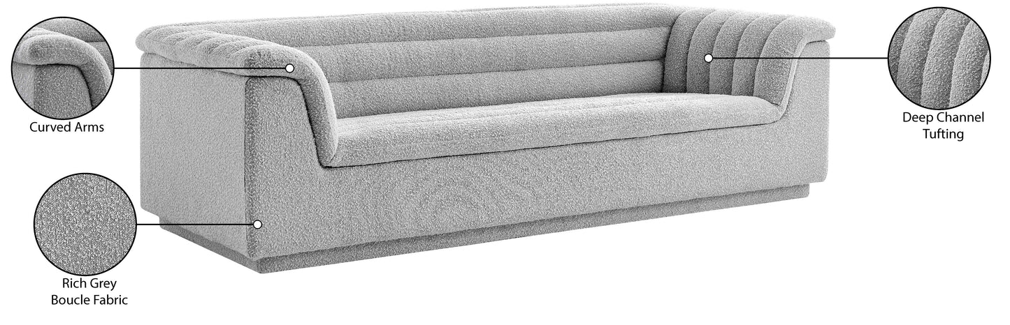 dillard grey boucle fabric sofa s