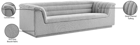 Faye 94" Grey Boucle Fabric Upholstered Sofa, 1 Piece