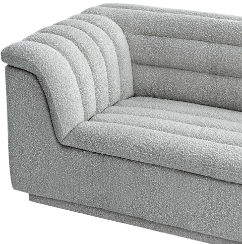 Faye 94" Grey Boucle Fabric Upholstered Sofa, 1 Piece