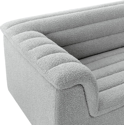 Faye 94" Grey Boucle Fabric Upholstered Sofa, 1 Piece