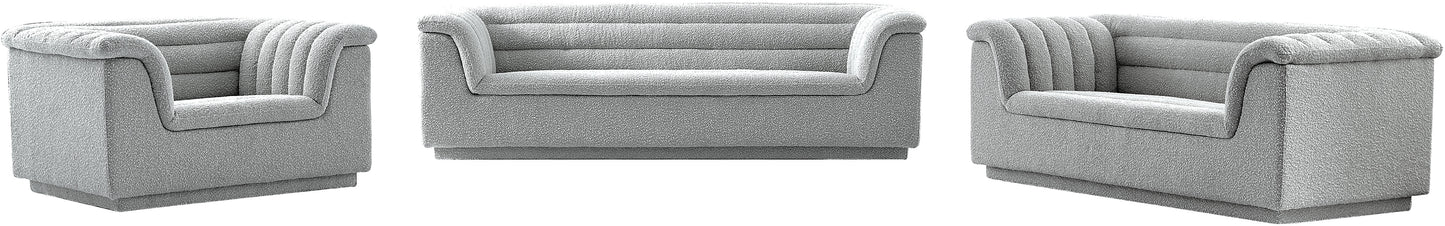 dillard grey boucle fabric sofa s