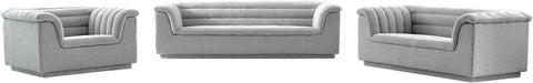 Faye 94" Grey Boucle Fabric Upholstered Sofa, 1 Piece