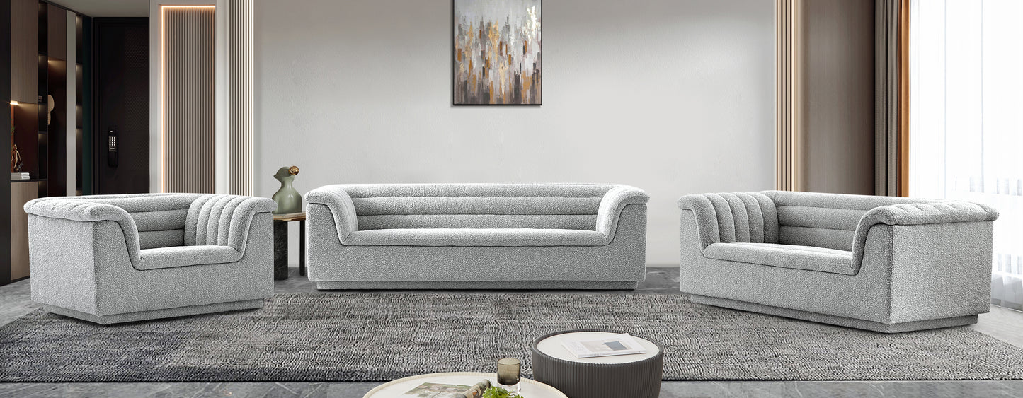 dillard grey boucle fabric sofa s