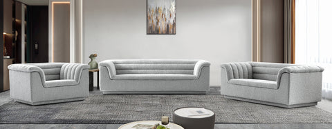 Faye 94" Grey Boucle Fabric Upholstered Sofa, 1 Piece