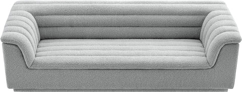 Faye 94" Grey Boucle Fabric Upholstered Sofa, 1 Piece
