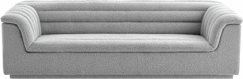Faye 94" Grey Boucle Fabric Upholstered Sofa, 1 Piece